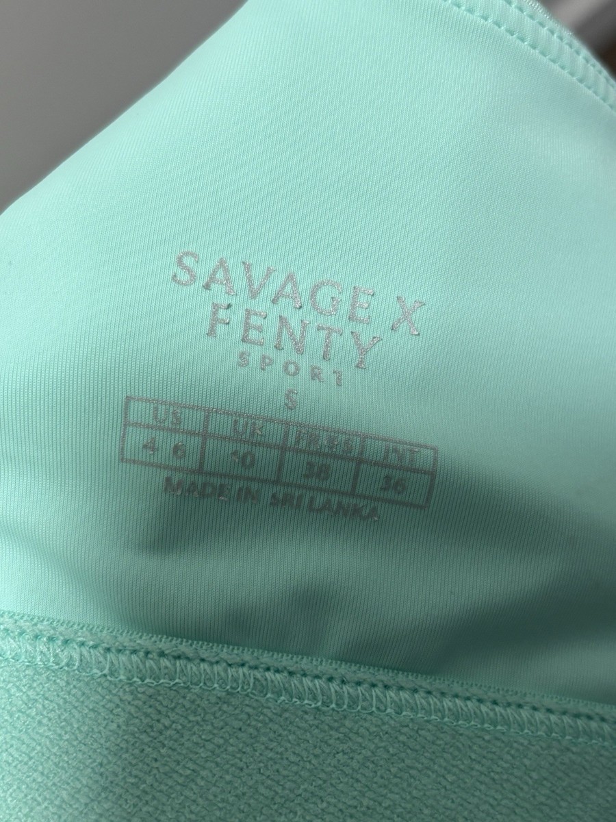 Savage X Fenty Sport Womens S Mint Green Cutout Sports Bra Criss Cross Back View 6