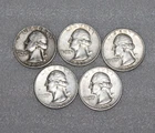 Lot of 5 sequenced SILVER WASHINGTON QUARTERS 1960-D 1961-D 1962-D 1963 1964