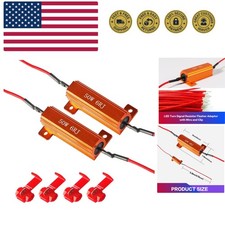2 PCS Load Resistor,LED Turn Signal Resistor Flasher Adaptor with Wire and Cl...