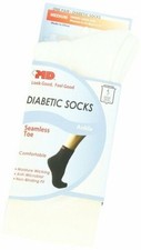 MD Diabetic Ankle Socks Seamless Toe Antimicrobial Comfort White Medium 1 Pair