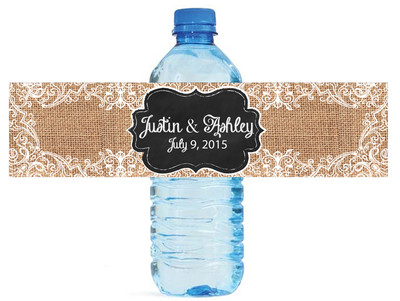 100 Burlap Lace Chalkboard Wedding anniversary Engagement Party Water Labels