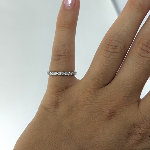 Eternity Diamond Band 0.75-0.90CT Round Cut 18K White Gold Ring Size 5 - Picture 2 of 4