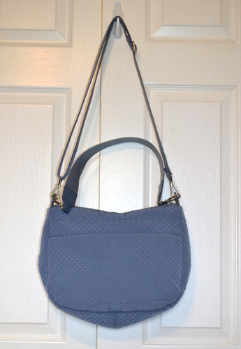VERA BRADLEY Iconic BlueGray Quilted Crossbody Messenger Bag Purse - Picture 3 of 15