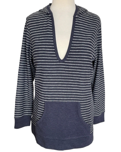 Avenue Hoodie Sz 14/16 Navy White Stripe Kangaroo Pocket V Neck Long Slv NEW
