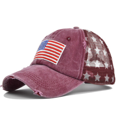Women Men Trucker Hats Embroidered USA Flag Cap Distressed Baseball Caps Sun Hat