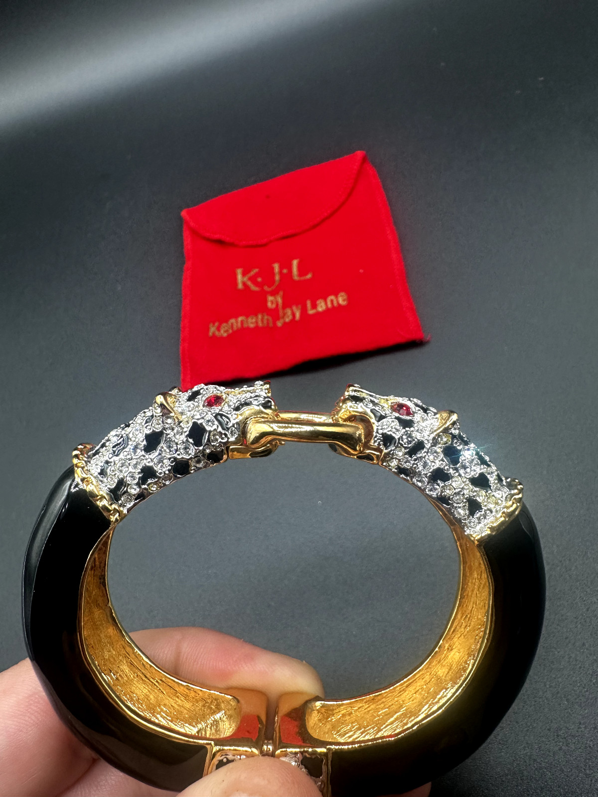 Kenneth Jay Lane Bracelet Crystal Leopard Bracele… - image 2