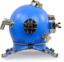 Blue Antique Scuba Divers Helmet Boston Navy Mark V Deep Sea Diving Helmet