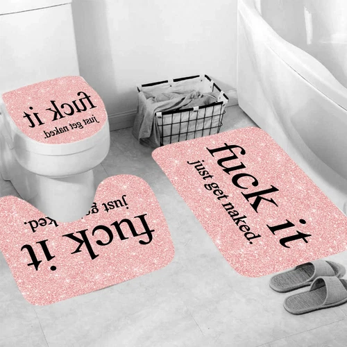 Get Naked Shower Curtain Bathroom Rug Set Bath Mat Non-Slip Toilet Lid Cover~ - Picture 3 of 13