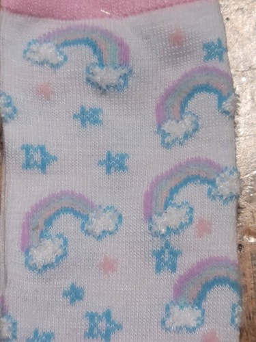 2 pairs White & Gray Knee High Socks sz 1 - 7 Just Believe Unicorns Rainbows - Picture 3 of 6
