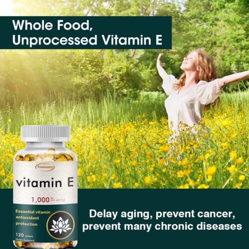 120pcs Vitamin E Capsules 1000IU - Supports Skin, Hair & Eye Health, Anti-aging - Picture 4 of 13