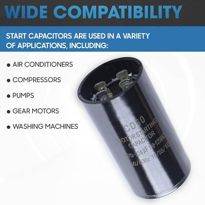 Uxcell 108-130uF/Mfd 250VAC 50/60Hz Motor Start Capacitor CD60 Run Capacitor 2 Pack