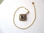 10K Yellow Gold Smoky Topaz Yellow Quartz Diamond Square Pendant Necklace 18" — photo 10