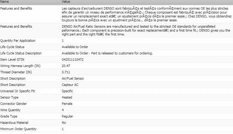 Sensor de relação ar/combustível Denso upstream para 2003-2004 SUBARU IMPREZA - Imagem 2 de 4