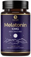 Melatonin 10mg Sleep Supplements for Adults - Max Strength, Fast Dissolve 10 mg