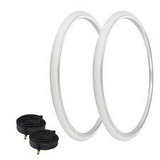 PRO TIRES 27" x 1-1/4" White P-148 W/TUBES 33mm Schrader Valve