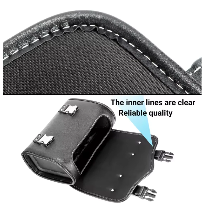 Sacoche Universelle Cuir PU pour Moto Pochette à Outils & Bagage Latéral Small - Photo 3/4