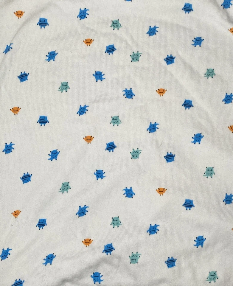 Carters Child of Mine Baby Blanket Aliens Monster White Swaddle Soft Terry Towel - Image 4 of 4