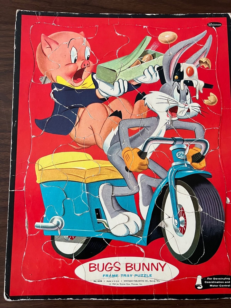 Vintage Whitman Pub 1960 Bugs Bunny Frame Tray Puzzle Porky Pig