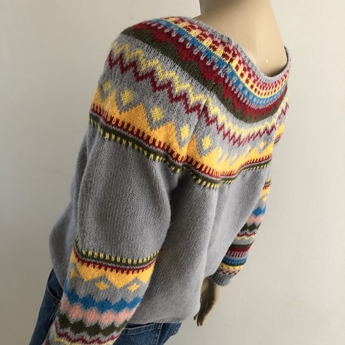 Vintage Knitted Fairisle Yoke Colourful Knit Jumper Sweater • M/L - Picture 5 of 11
