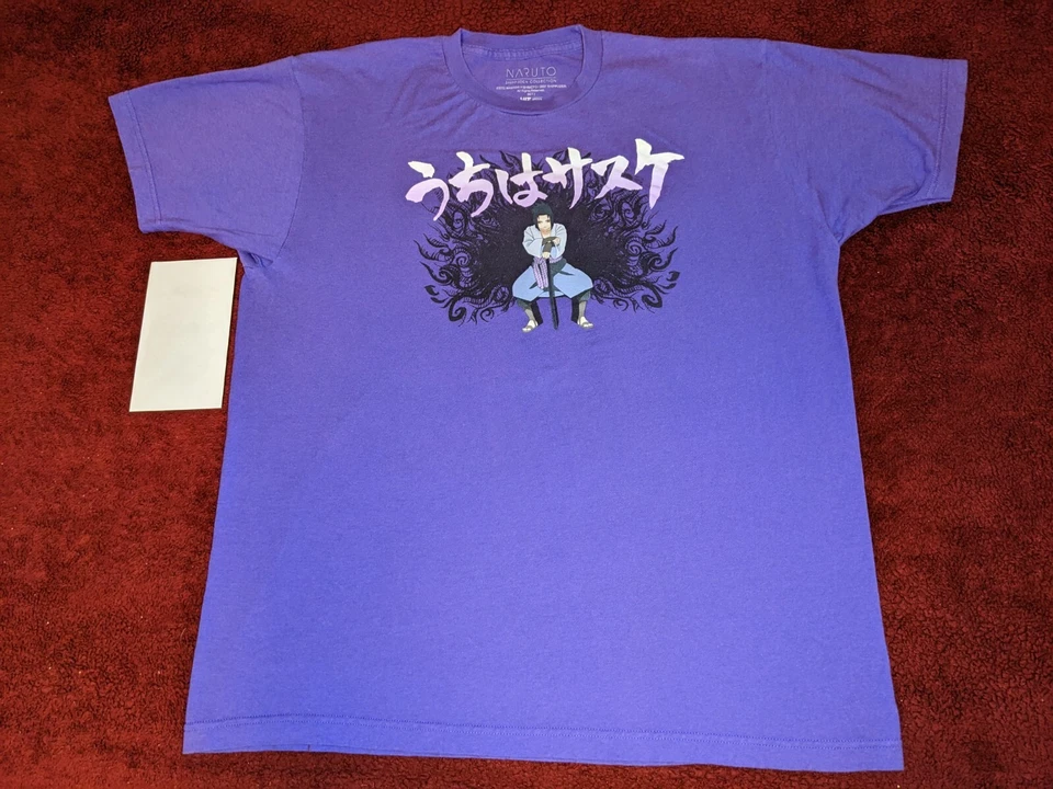 Camisa Naruto Shippuden Sasuke Kanji Battle Ready XL 2007 Manga Foto 2 de 4