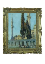 Beautiful Painting Orientalist Antique View D'Istanbul Mosque Saint Sophie