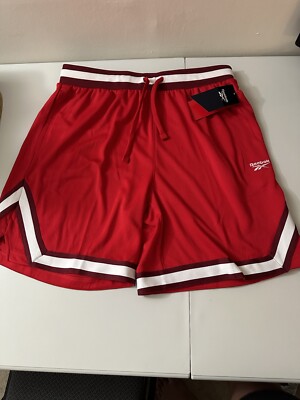 Reebok Mens Shot Clock 2.0 Sports Basketball- Shorts 8 Inch Vector Red New
