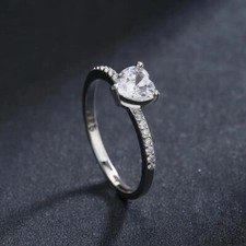 2 Ct Heart Cut Lab Created Diamond Solitaire Wedding Ring 14k White Gold Plated