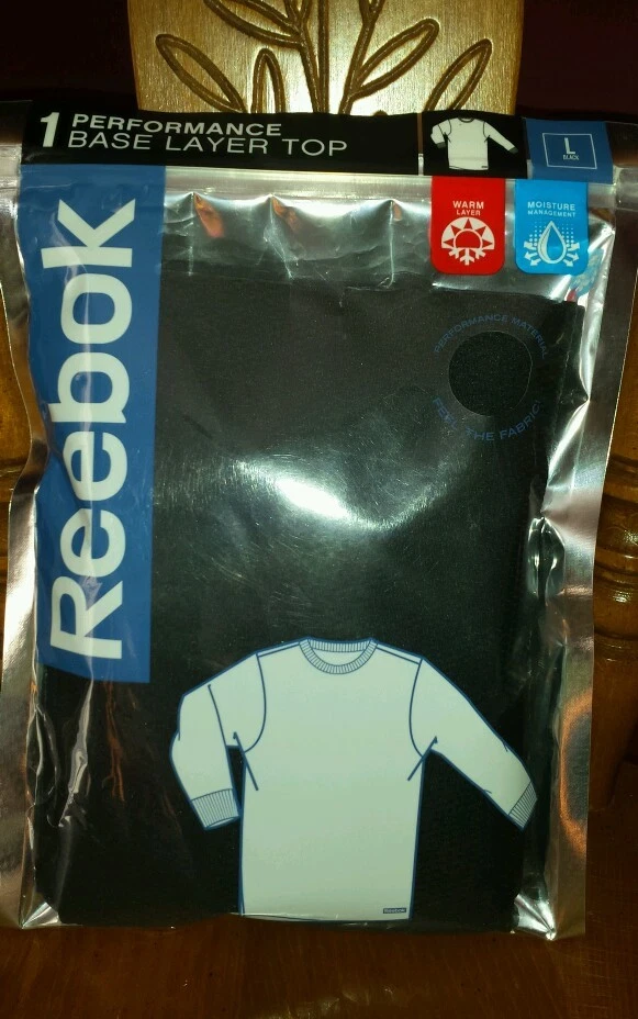 NEW Men's Reebok Performance Base Layer Top BLACK L