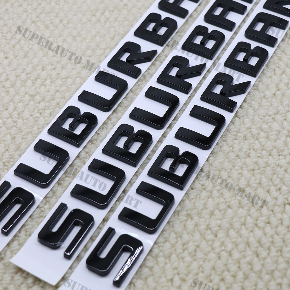 3PC BLACK For SUBURBAN RIGHT LEFT DOOR EMBLEM REAR TAILGATE BADGE 3D DECAL