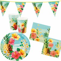 Hawaii Sommer Grill Party Deko Geburtstag Teller Becher Servietten Girlande 25 T