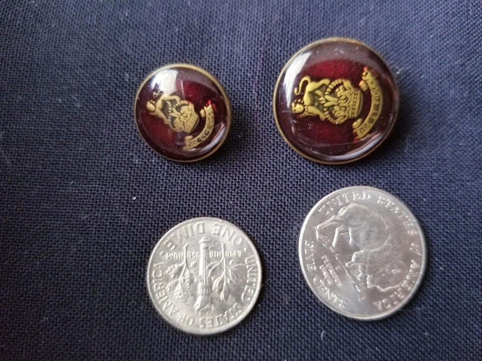 RARE GRAIL Lion crown Gold Burgundy Enamel set 9 lot 20mm & 15mm Blazer Buttons - Image 4 of 4