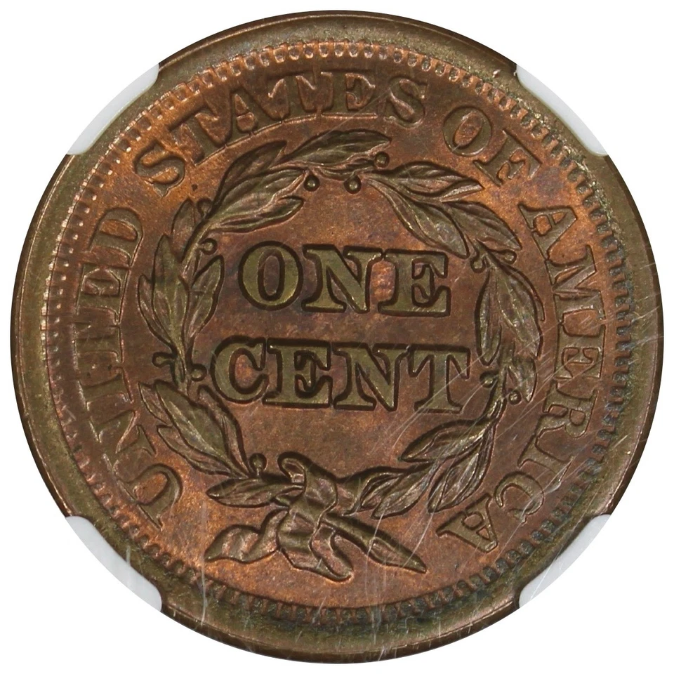 1851 Braided Hair Large Cent NGC MS65RB RED BROWN Gem Quality - Image 4 of 4