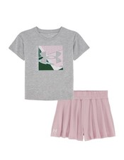 Under Armour Little Girl 5 2-piece Short Sleeve Tee and Skort Matching Set. Pink