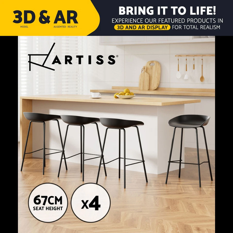 Artiss 4x Bar Stools Kitchen Dining Chairs Counter Stools Metal Barstools
