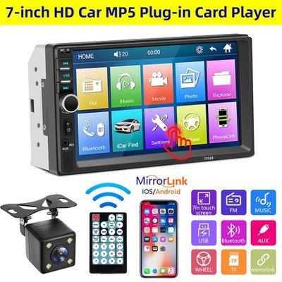 Autoradio 2 DIN Android Apple Carplay Mit 7'' Bildschirm USB SD Bluetooth +Kamera