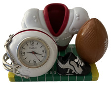 Novelty American Football Clock by Waltham with New Battery Small Metal