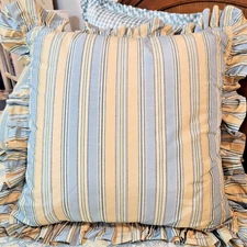 Legacy Home LUTECE CYPRESS Toile European Striped Sham Ruffled Edges Zip Close