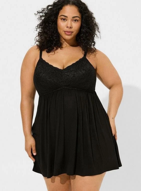 chinese dress ladies Donnalla Plus Size Babydoll Lingerie Set for Women Sexy Mesh Lace Nightwear  Adjustable Straps V Neck Chemise with Panty at Amazon Women's Clothing store