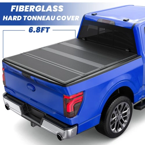6.8FT 4-Fold FRP Hard Truck Bed Tonneau Cover For 1999-2026 Ford F250 F350