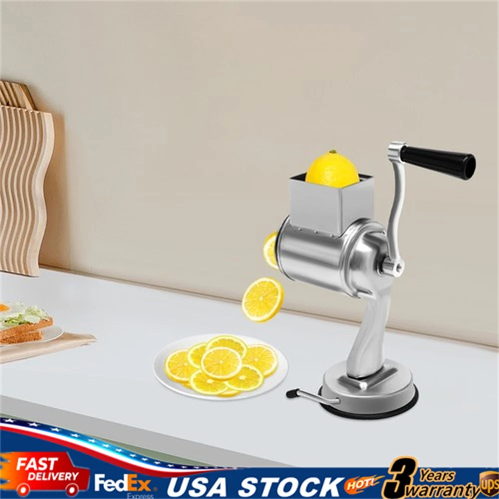Metal Rotary Fruits Grater Hand Drum Slicer Crank Vegetable Chopper 5 Blades