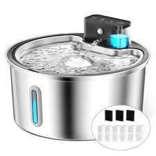 Wireless Cat Water Fountain Stainless Steel - 3.2L/108oz Cordless Pet Water F...