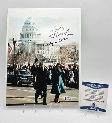 President Jimmy & Rosalynn Carter Signed 8x10 Victory Parade Photo BAS Beckett