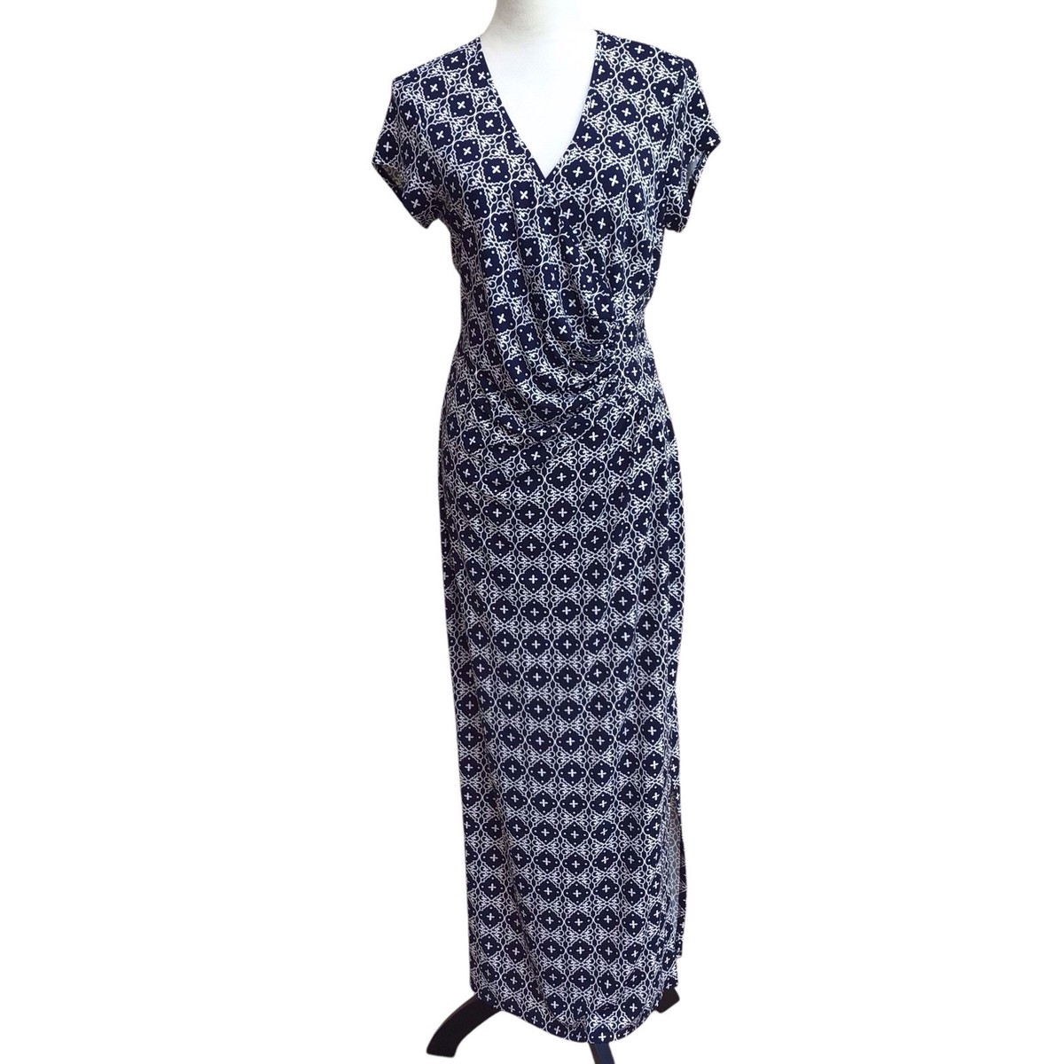 Laundry By Design Blue Geometric Wrap Maxi Dress Women’s Size Medium