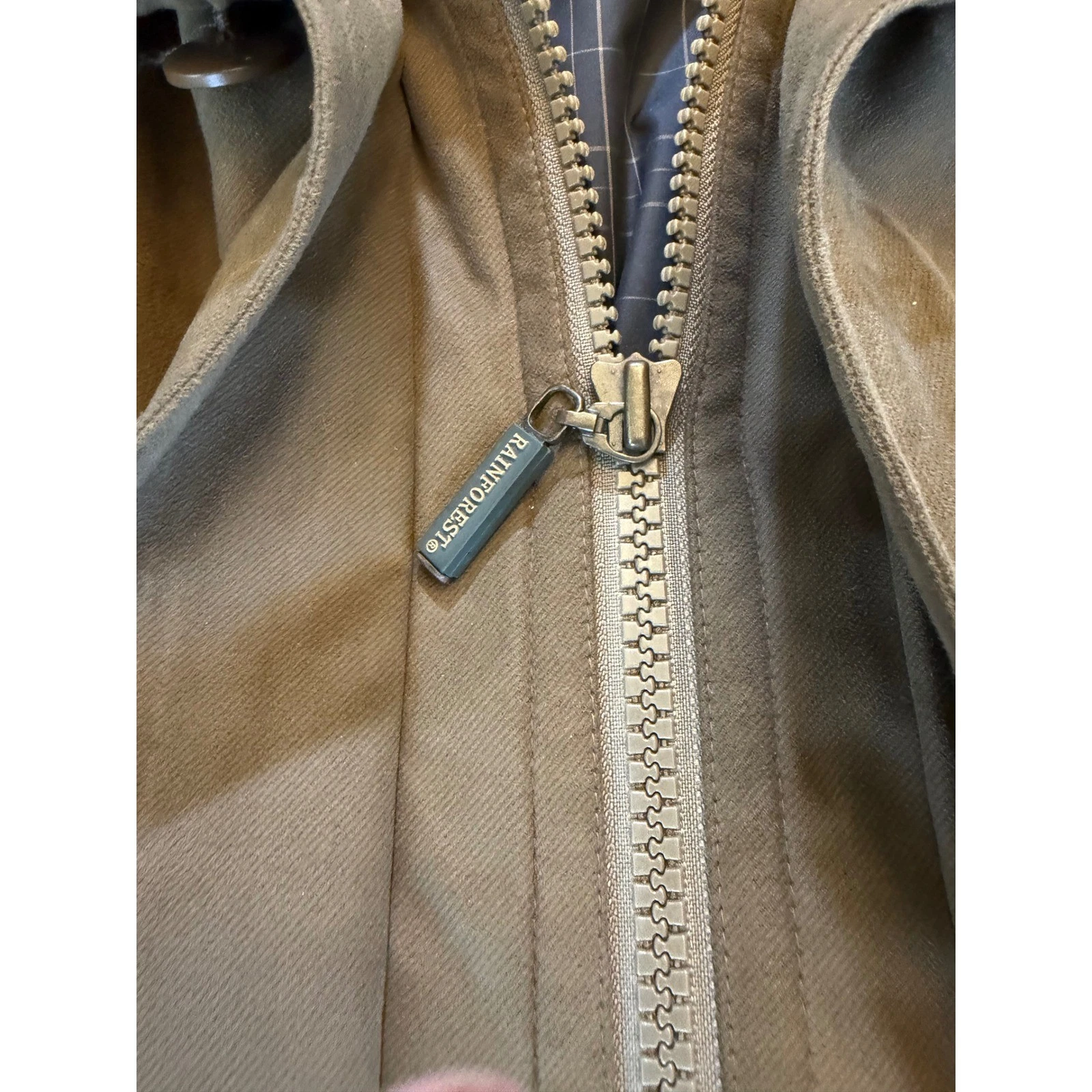 Rainforest Mens Microfiber Field Jacket Tan Brown Leather Trim Collar Large image 3