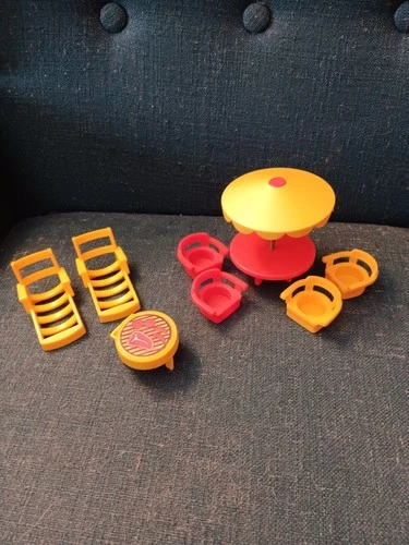 Vintage 1970’s Fisher Price Little People Play Family House Patio Set Orange