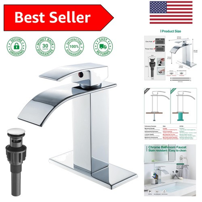 #ad Modern Single Handle Chrome Bathroom Faucet for 1 or 3 Holes with Pop Up Drain $65.09