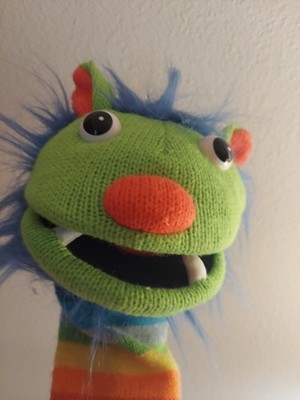 The Puppet Company,  Striped Rainbow plush Knit  15  Hand Puppet