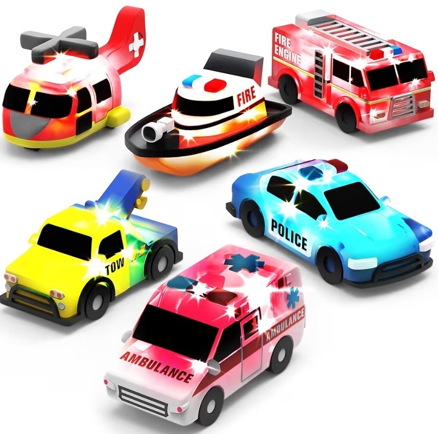Emergency™ Light Up Bath Toys, 6 pk | Water-Activated Cars w/LEDs