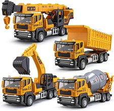 4 Pack Metal Construction Trucks Set Mini Friction Vehicles for Kids 3-5 Toy NEW
