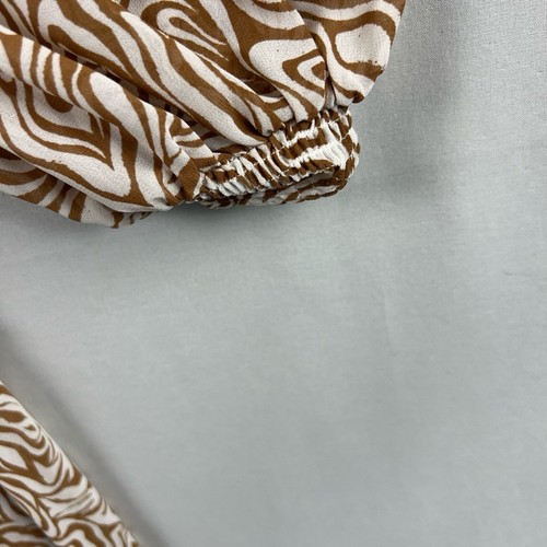 Cinq à Sept Dress Womens 8 Rika Zebra Tiered Midi Shift Ruffle Smocked Neck - Picture 3 of 20